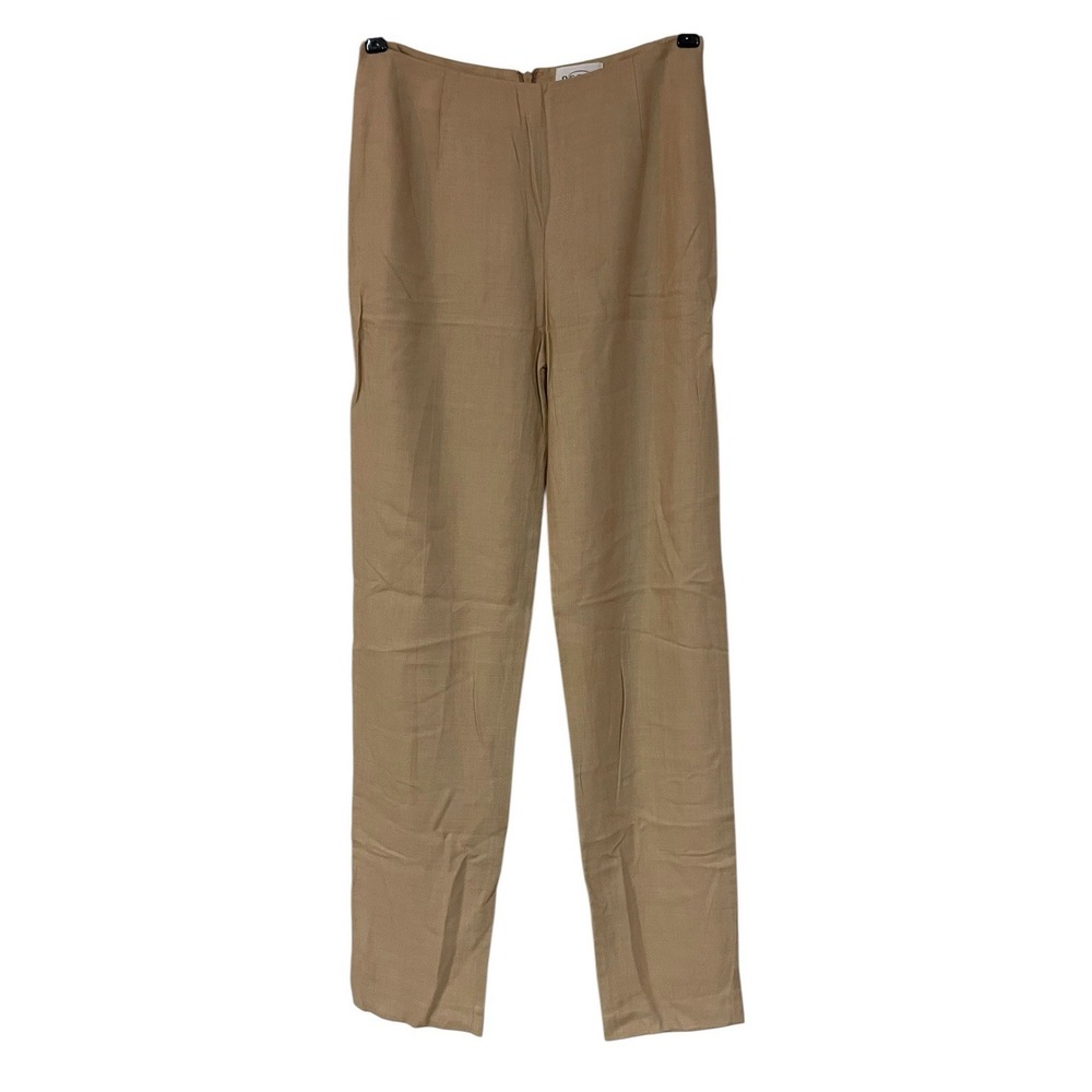 VTG Oscar de la Renta Womans Tan Twill Straight Leg Pant Minimalist Old Money 6